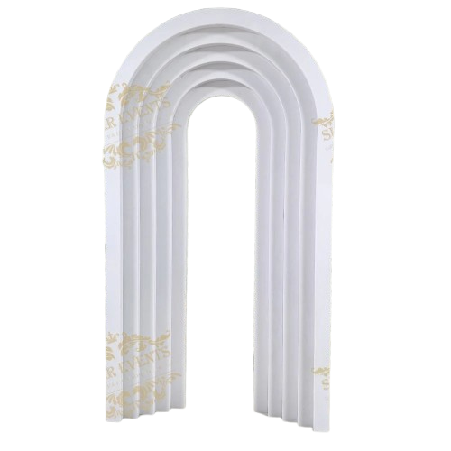 White wavy arch backdrop for event hire in Melbourne 