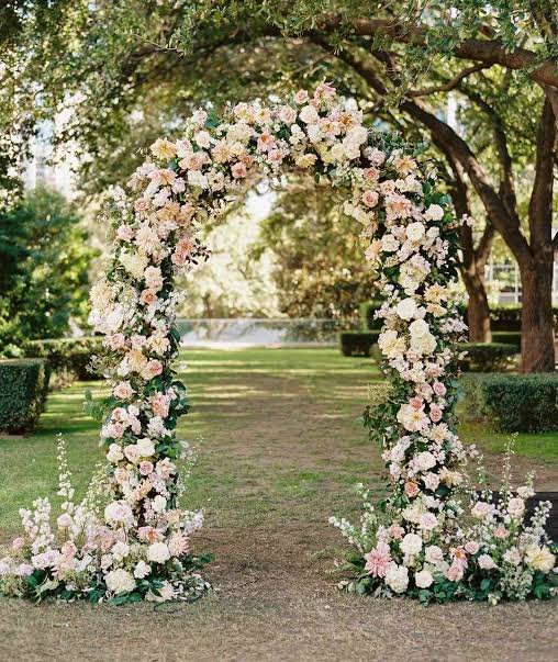 Full arch backdrop styled for a wedding ceremony in Melbourne