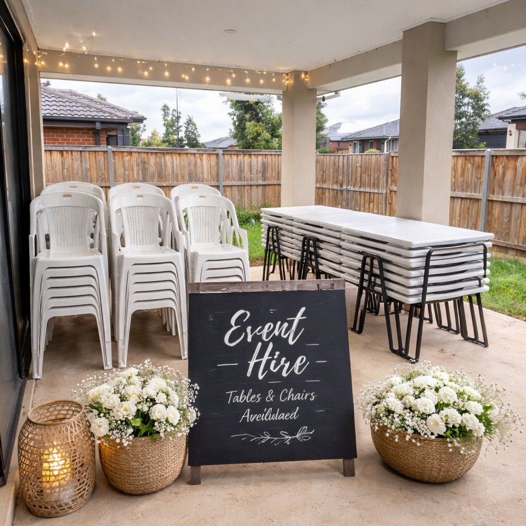 Plastic event chairs available for hire in Melbourne